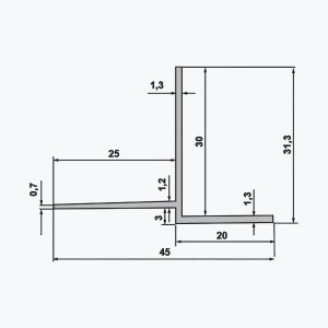 TEMPOLISTEL® B105 Profilé de transition pour jonction faux plafond plaque de plâtre et démontable avec un coté à enduire - Image 2